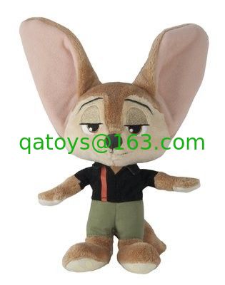 ブラウンおよび緑の Zootopia ディズニーのプラシ天のおもちゃのぬいぐるみ柔らかい材料