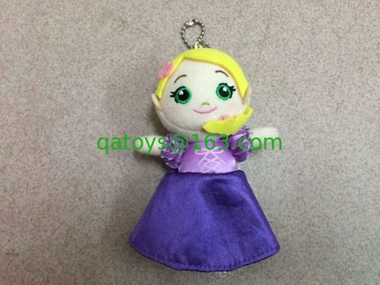 詰まる 4 インチの美しい凍らせていたプラシ天 Keychain は赤く青い黄色をもてあそびます