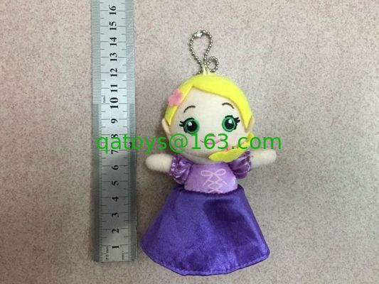 詰まる 4 インチの美しい凍らせていたプラシ天 Keychain は赤く青い黄色をもてあそびます