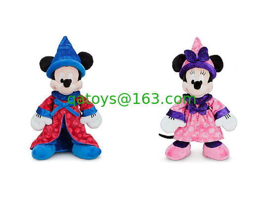ディズニーのぬいぐるみのミッキー マウスおよびミニー マウスはマジックを 12 インチを信じます