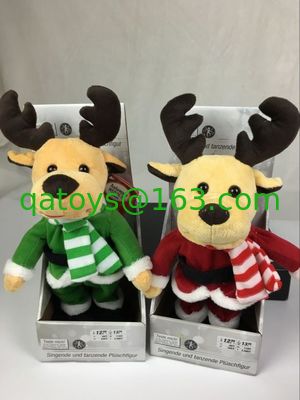 美しいダンス音楽のプラシ天のおもちゃ、クリスマスの電子ぬいぐるみ