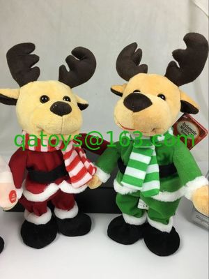 美しいダンス音楽のプラシ天のおもちゃ、クリスマスの電子ぬいぐるみ