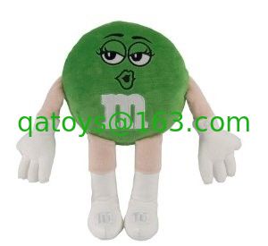 緑の M&M のぬいぐるみの中型の漫画のプラシ天は 25cm のサイズをもてあそびます