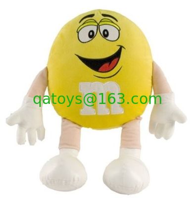 子供の黄色い M&M のぬいぐるみの漫画のプラシ天は友好的な Eco をもてあそびます