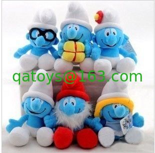 販売クレーン機械のためのかわいいSmurfのぬいぐるみの漫画のプラシ天のおもちゃ