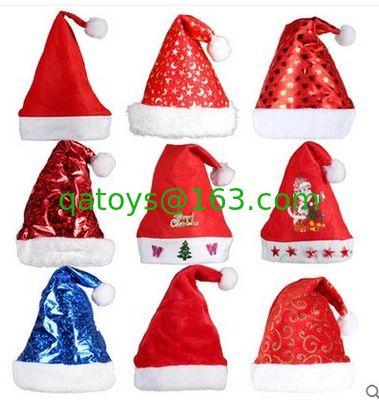 個人化されたプラシ天は金 Podwer、赤/青が付いているダンスのクリスマスの帽子をもてあそびます