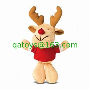 美しいトナカイのアメリカヘラジカのぬいぐるみのクリスマスのプラシ天は 15cm のサイズをもてあそびます