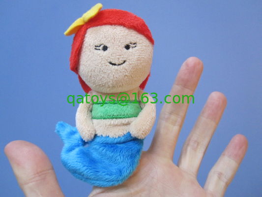 12cm の幼児、青および赤のための美しい人魚のプラシ天指のパペット