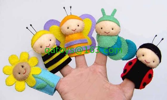 かわいい蜜蜂のプラシ天指のパペット/子供指のパペットは OEM を感じました