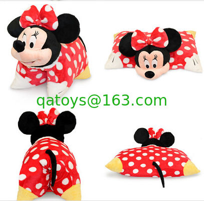 プラシ天の Minnie の頭部が付いている赤く美しいディズニー ミニー マウスの幼児の枕