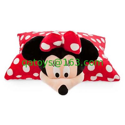 プラシ天の Minnie の頭部が付いている赤く美しいディズニー ミニー マウスの幼児の枕