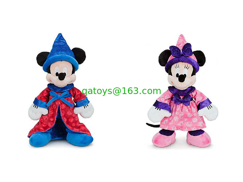ディズニーのぬいぐるみのミッキー マウスおよびミニー マウスはマジックを 12 インチを信じます