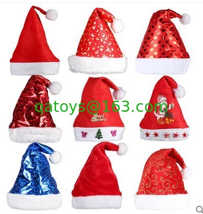 個人化されたプラシ天は金 Podwer、赤/青が付いているダンスのクリスマスの帽子をもてあそびます