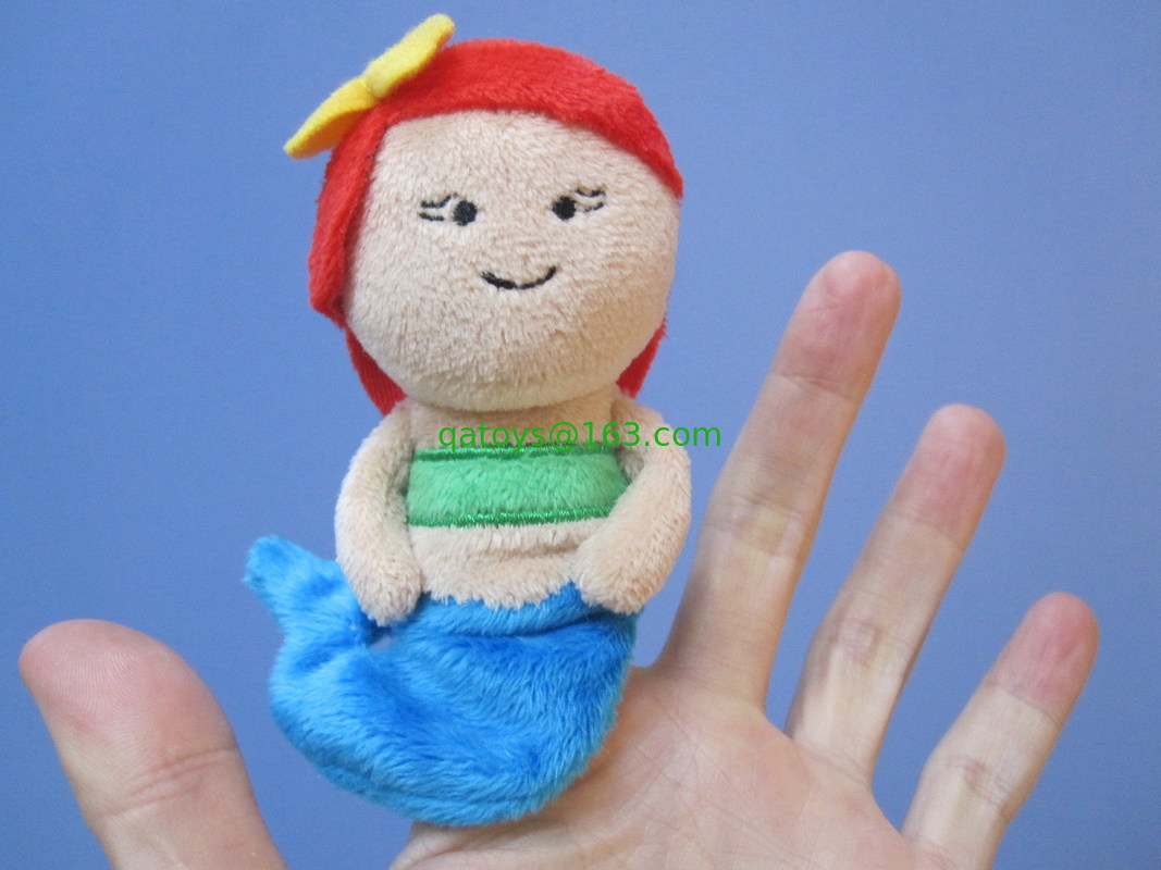 12cm の幼児、青および赤のための美しい人魚のプラシ天指のパペット